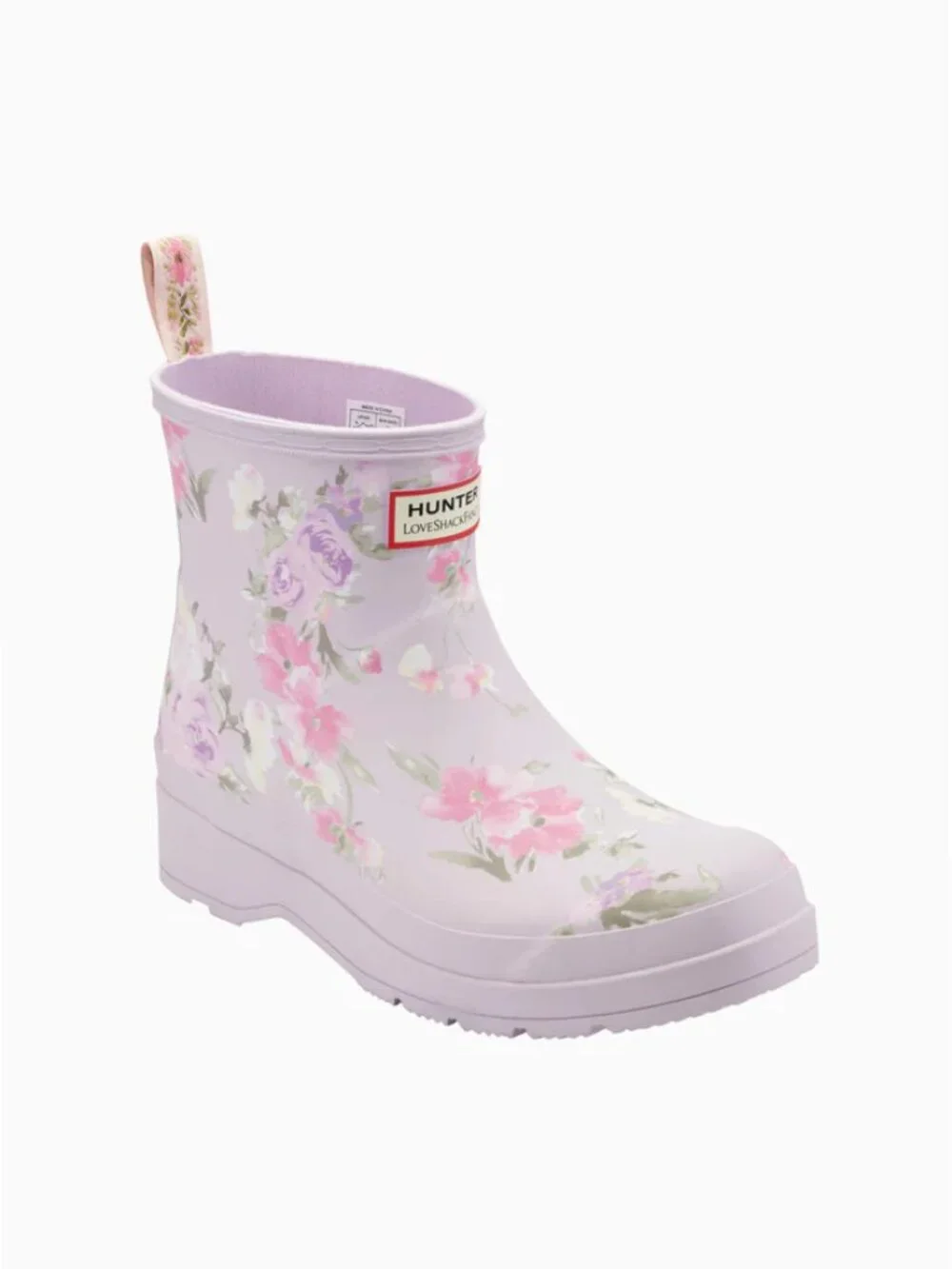 Hunter x LoveShackFancy Play Short Rain Boots Happy Thoughts Pink Floral 7 NWT